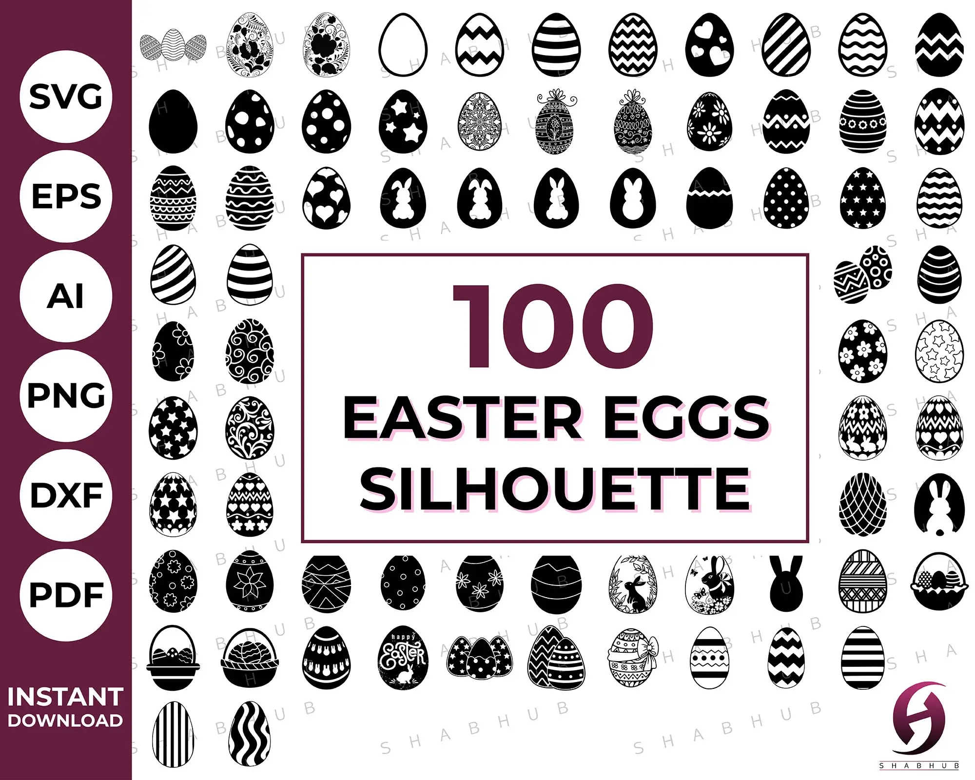 Easter Eggs Silhouette SVG Bundle ShabHub