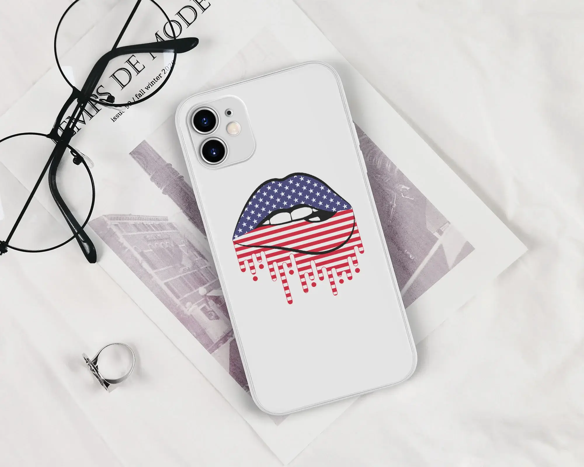 Patriotic Drippy Lips iPhone Cover Design SVG ShabHub