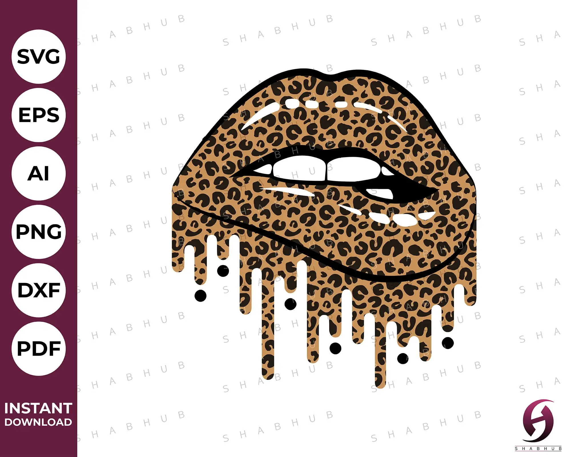 Leopard Print Lips SVG Design-ShabHub