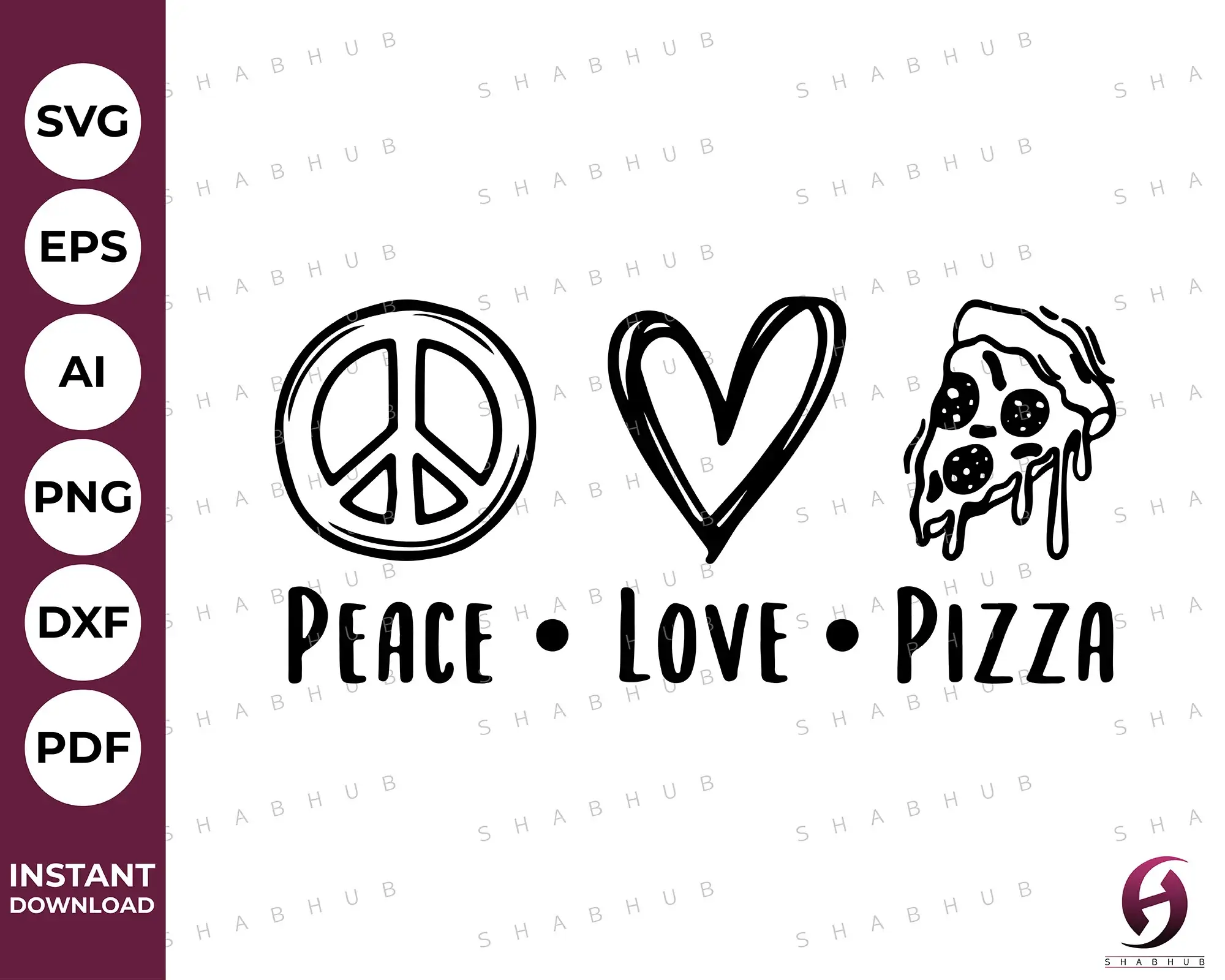 Peace Love Pizza SVG-ShabHub