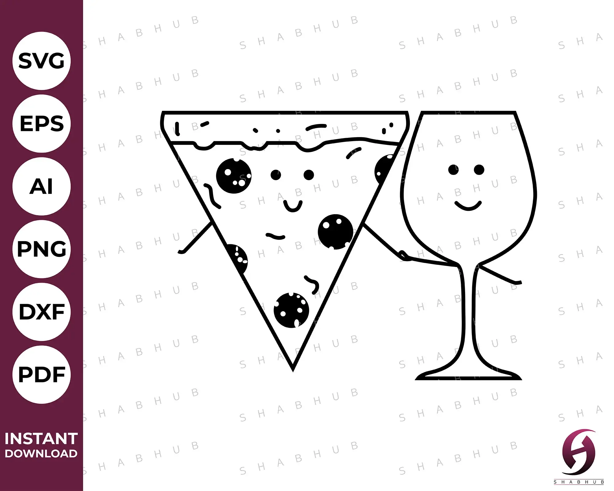 Pizza Slice Wine Glass SVG - ShabHub